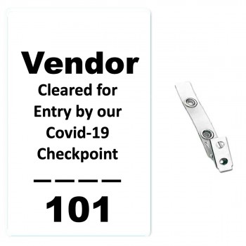 Custom Printed COVID-19 Numbered Badges  with Clear PVC Strap Clips 10-Pack